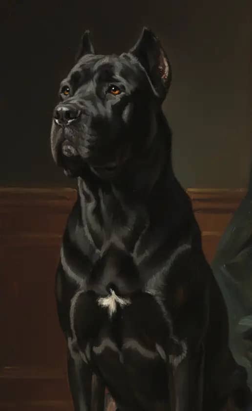 Classic painted portrait look with elegant composition.