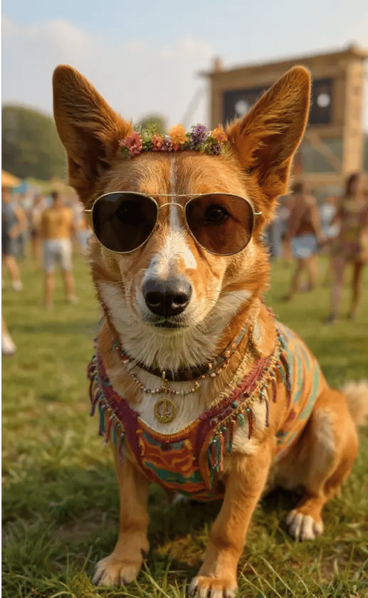 Woodstock style in the retro theme.